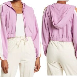 L*Space Active Cropped Zip Hoodie Athleisure Track Jacket XS Purple Streetwear